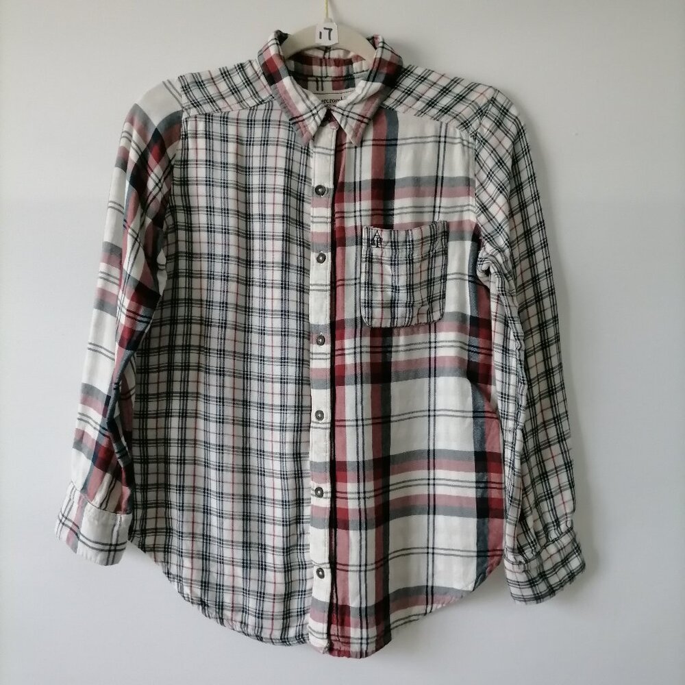 Abercrombie & Finch Womens White Black Long Sleeve Plaid Button Up Shirt Size S